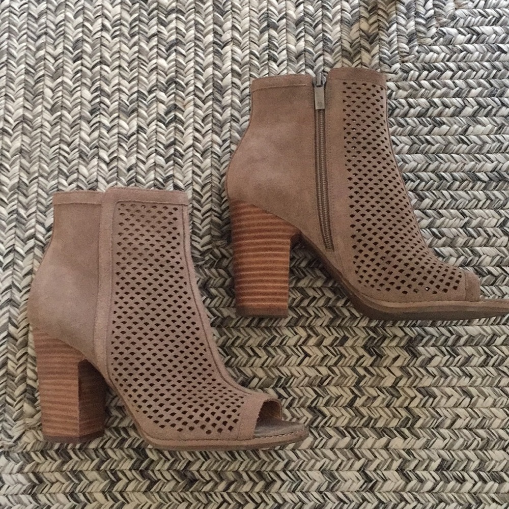 Lucky Brand Perforated Lakmeh Open Peep Toe Bootie
